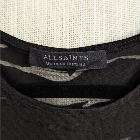 Allsaints Black Katlyn Mattea Long Sleeve Mesh Maxi Dress, Size 10 - Picture 3 of 7